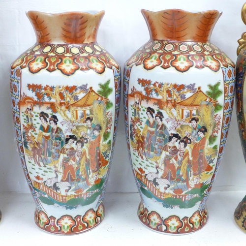 822 - Two pairs of Chinese vases, tallest 45.5cm