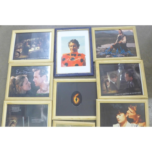 824 - A collection of signed photographs and film cells, including The Sixth Sense, Bruce Willis, X-Files,... 