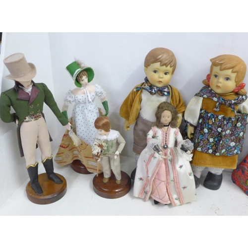 830 - A pair of Goebel style boy and girl dolls, 26cm and Teresa Thompson and other dolls