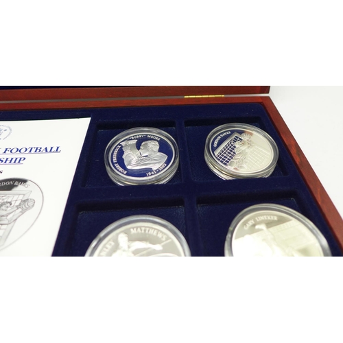 857 - The Royal Mint, 1996 European Football Championship, six 925 silver 1oz. coins, each depicting Engla... 