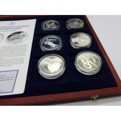 857 - The Royal Mint, 1996 European Football Championship, six 925 silver 1oz. coins, each depicting Engla... 