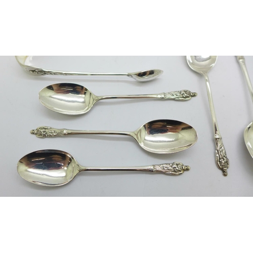 860 - Five silver apostle spoons and a pair of silver sugar tongs, 65g