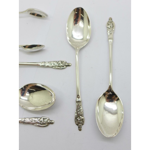 860 - Five silver apostle spoons and a pair of silver sugar tongs, 65g