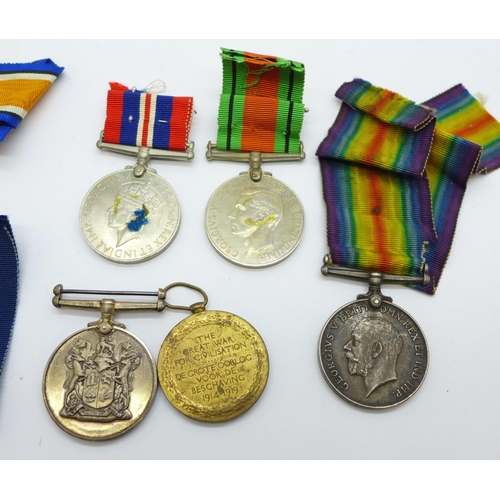 872 - Two WWI medals, Victory medal to Pte. K. Peters 1st C.C. and a War medal to Cpl. H.H. Diers S.A.S.C.... 