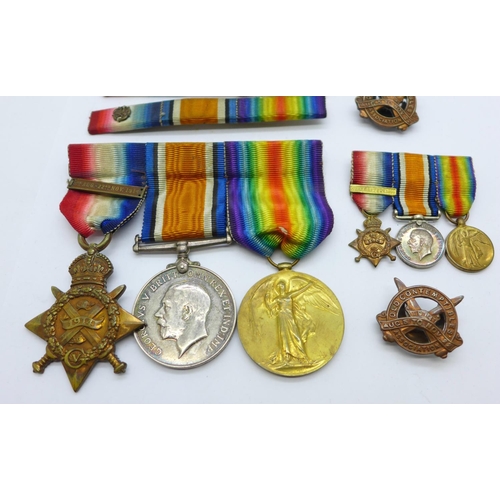 883 - A trio of WWI medals, to 8094 Lance Cpl. A. Dench 1/West Yorkshire Regt including 1914 Mons Star wit... 