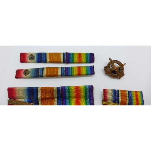 883 - A trio of WWI medals, to 8094 Lance Cpl. A. Dench 1/West Yorkshire Regt including 1914 Mons Star wit... 