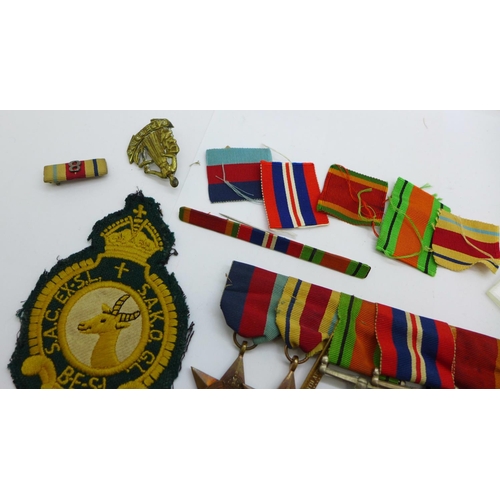 885 - Five WWII medals to C277266 J.F. Sequera, including Africa Star with clasp, two medal bars with '8' ... 