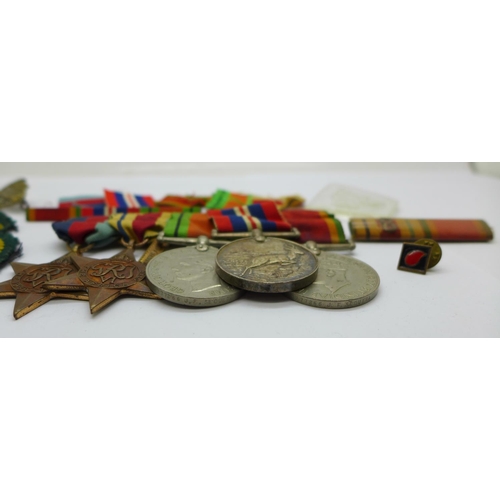 885 - Five WWII medals to C277266 J.F. Sequera, including Africa Star with clasp, two medal bars with '8' ... 