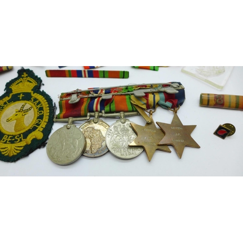 885 - Five WWII medals to C277266 J.F. Sequera, including Africa Star with clasp, two medal bars with '8' ... 