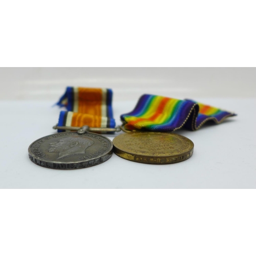 886 - Two WWI medals; Victory medal to Pte. F.G. Davies 10th S.A.I., possibly renamed, and War medal to 2n... 