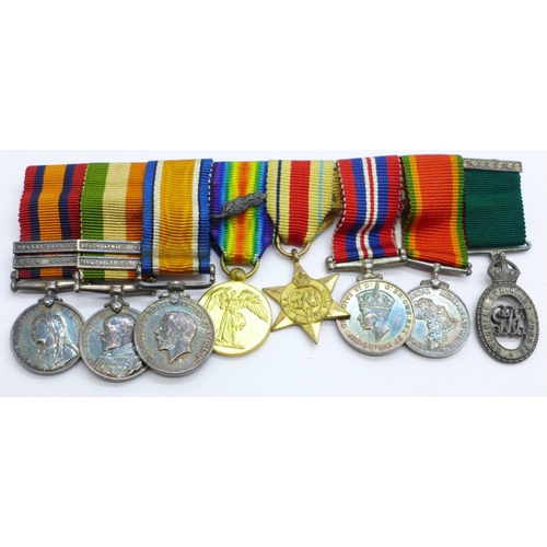 889 - A set of eight miniature medals with Queen's and King's South Africa medals