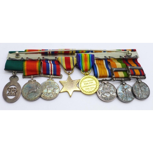 889 - A set of eight miniature medals with Queen's and King's South Africa medals