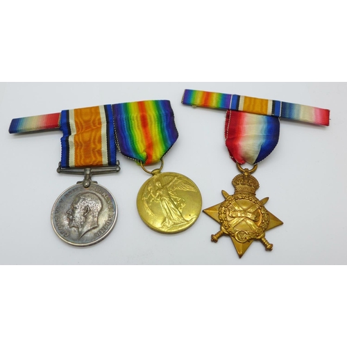 892 - A trio of WWI medals to A.B. W.G. Hosking R.N.V.R.