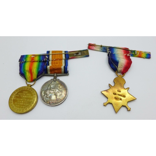 892 - A trio of WWI medals to A.B. W.G. Hosking R.N.V.R.