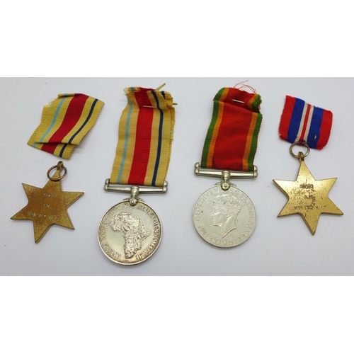 895 - A set of four WWII medals to 43630 A.M. Van-Der-Walt