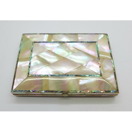 898 - A silver and mother of pearl purse/card case