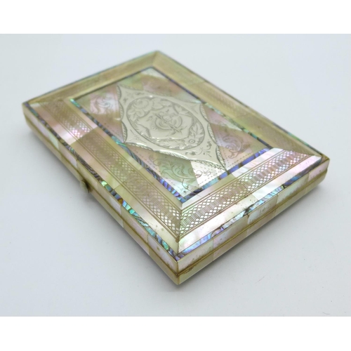 898 - A silver and mother of pearl purse/card case