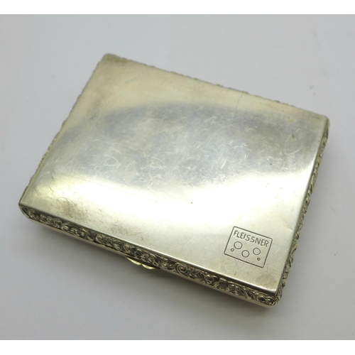 901 - A German 800 silver box with group scene and gilt interior, Adam Manns & Sohn, marked AMD and Fleiss... 