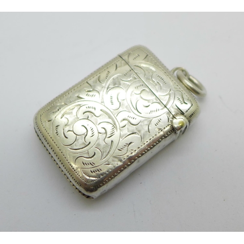 903 - A late Victorian silver vesta case, Birmingham 1897