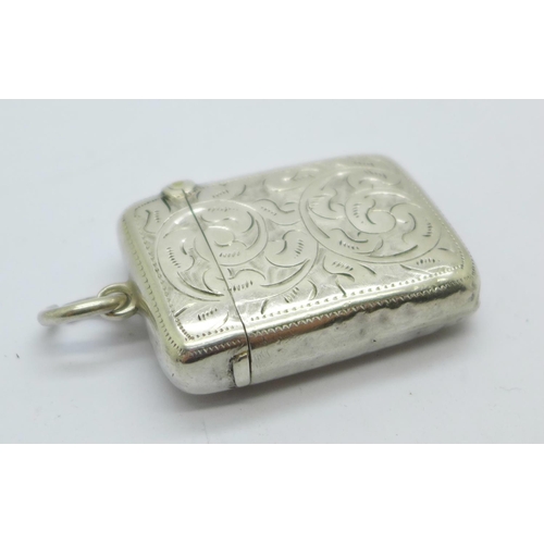 903 - A late Victorian silver vesta case, Birmingham 1897