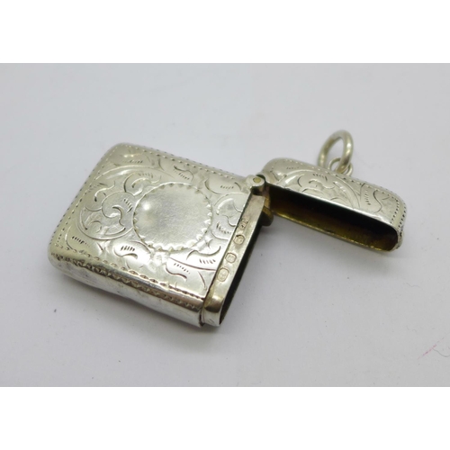 903 - A late Victorian silver vesta case, Birmingham 1897