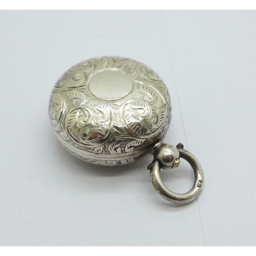 908 - A Victorian silver sovereign case with engraved decoration, Birmingham 1895