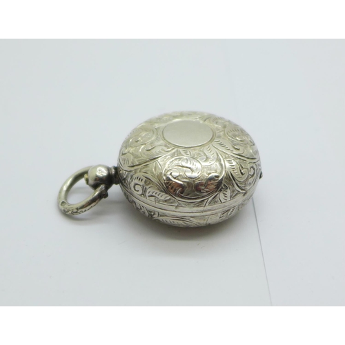 908 - A Victorian silver sovereign case with engraved decoration, Birmingham 1895