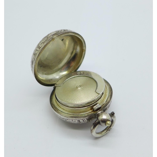 908 - A Victorian silver sovereign case with engraved decoration, Birmingham 1895