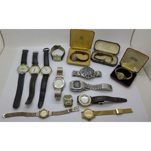 961 - A lady's 9ct gold cased wristwatch and other lady's and gentleman's wristwatches