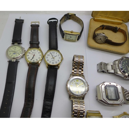 961 - A lady's 9ct gold cased wristwatch and other lady's and gentleman's wristwatches