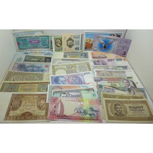 965 - A collection of banknotes including three Arctic Territories and one Antarctica