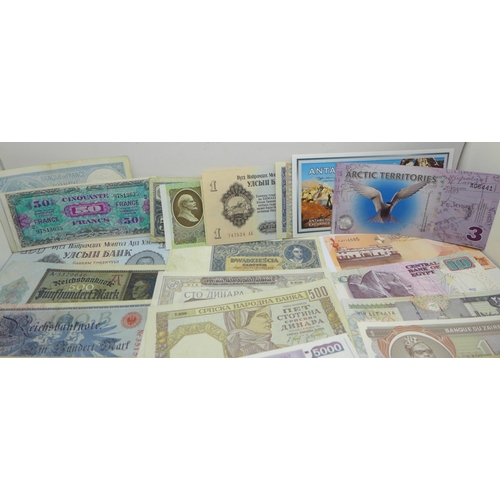 965 - A collection of banknotes including three Arctic Territories and one Antarctica