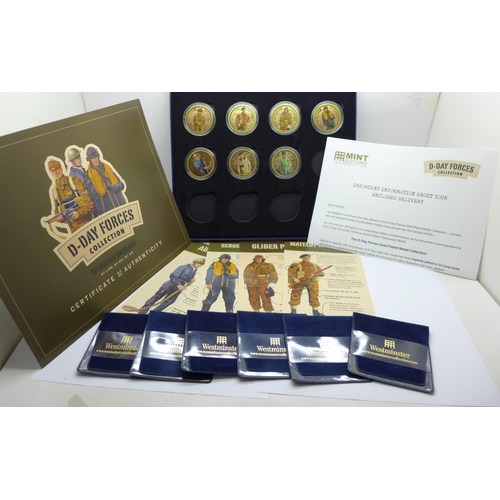 969 - Seven Operation Overlord coins, with box