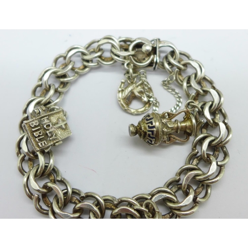 985 - A silver charm bracelet, 37g