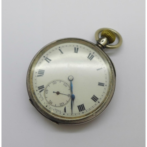 991 - A silver cased top-wind pocket watch