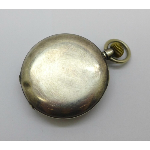 991 - A silver cased top-wind pocket watch