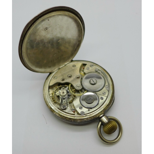 991 - A silver cased top-wind pocket watch