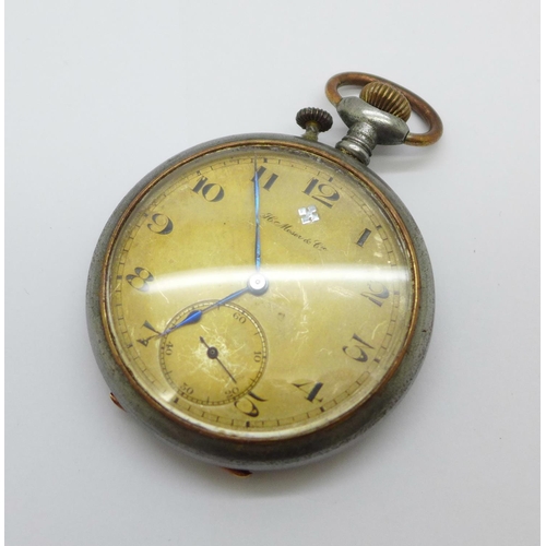 993 - A gun metal cased pocket watch, H. Moser & Co.