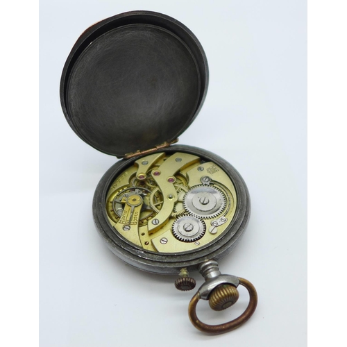 993 - A gun metal cased pocket watch, H. Moser & Co.