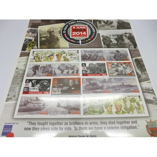 988 - Stamps; Isle of Man, 2014 D-Day 70th Anniversary 6th June 1944, Operation Overlord, fact sheets, etc... 