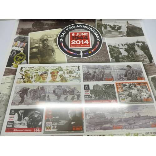 988 - Stamps; Isle of Man, 2014 D-Day 70th Anniversary 6th June 1944, Operation Overlord, fact sheets, etc... 