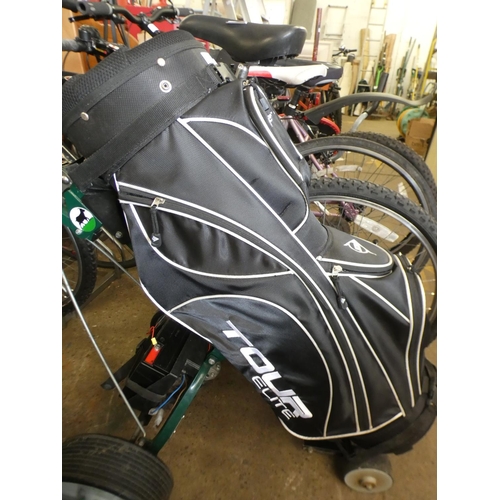 2371 - Hillbilly electric golf trolley & charger with unused Dunlop bag - W