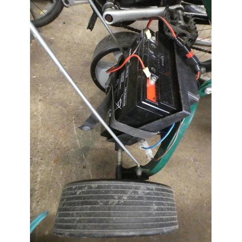 2371 - Hillbilly electric golf trolley & charger with unused Dunlop bag - W