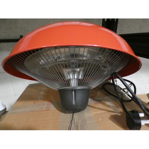 3027 - Red metal outdoor electric patio hanging heater * This lot is subject to VAT