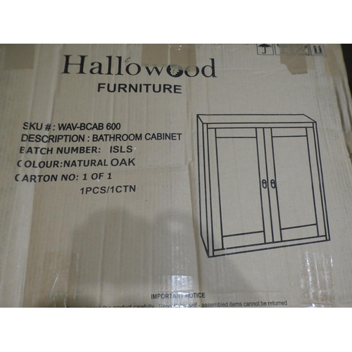 3062 - Natural oak effect two door bathroom cabinet * This lot is subject to VAT