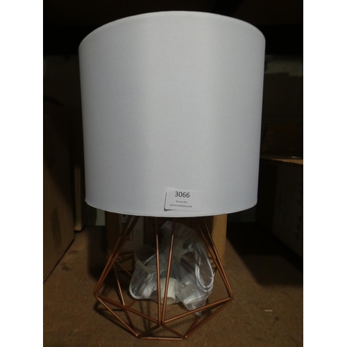 3066 - Two copper effect geometric table lamps with white shades * This lot is subject to VAT