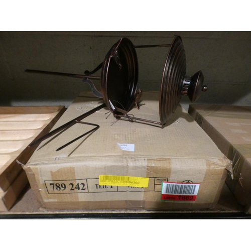 3069 - Metal bird bath and an oak effect single drawer bedside table * This lot is subject to VAT