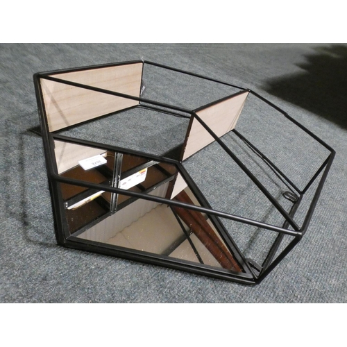 3078 - Hexagonal wall hanging with mirror and two shelves (40cm x 46cm) * This lot is subject to VAT