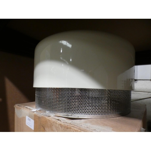 3087 - White metal and chrome mesh drum shade (28.5cm D) * This lot is subject to VAT