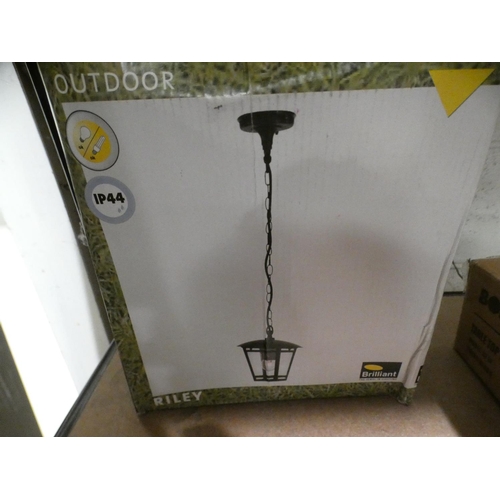 3088 - Solar wall lamp and a metal hanging lantern light * This lot is subject to VAT